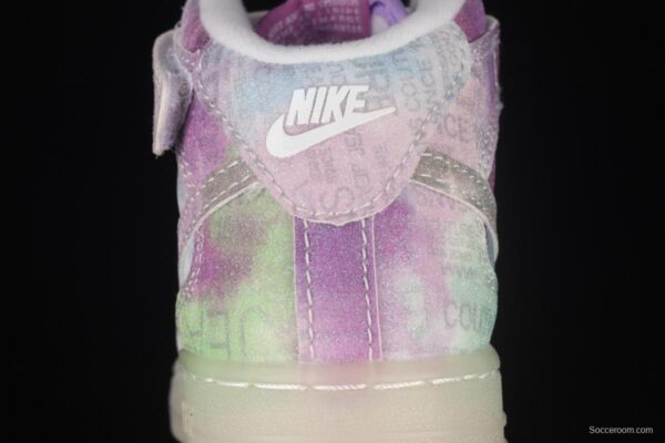 NIKE Air Force 1: 07 Mid WB dazzling ribbon lamp state size Kids 314197-8700 - Image 6