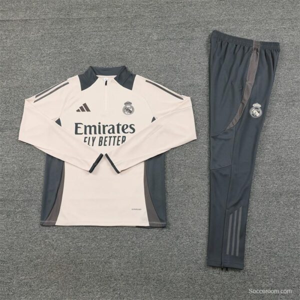 24/25 Real Madrid Khaki Half Zipper Jacket+Long Pants - Image 15