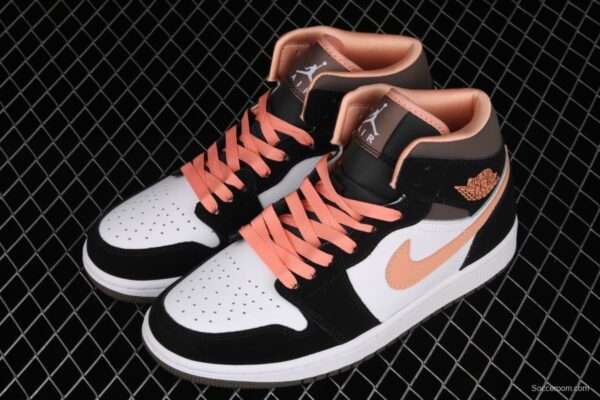 Air Jordan 1 Mid black pink peach goddess festival basketball shoes DH0210-100 - Image 10
