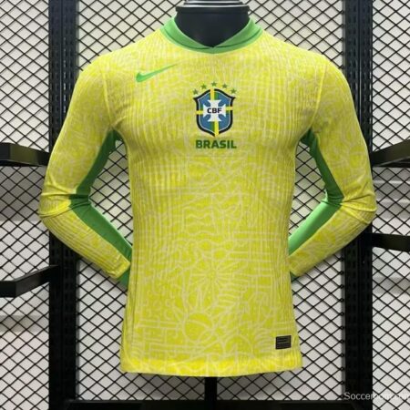 Player Version 2024 Brazil Home Long Sleeve Jersey