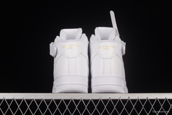LV x NIKE Air Force 1'07 Mid co-branded custom mid-top casual sneakers CQ2319-100 - Image 13