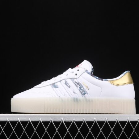 Adidas Sambarose W FW5345 clover retro frosted black thick soles high board shoes