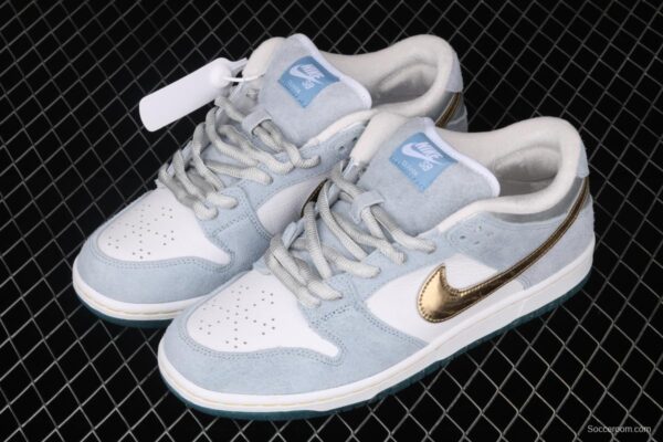 Sean Cliver x NIKE SB DUNK Low Pro QS artist's skateboard shoes DC9936-100 with lower top - Image 10