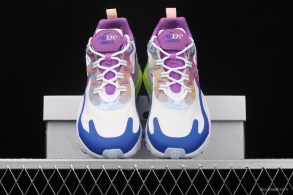 NIKE Air Max 270React new high-frequency mesh hollowing out function half-palm air cushion running shoes CW0630-100 - Image 11