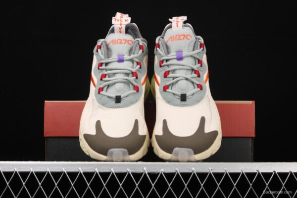 Travis Scott x NIKE Air Max 270React joint style light cream barb white blue orange air cushion running shoes CV2414-200 - Image 12
