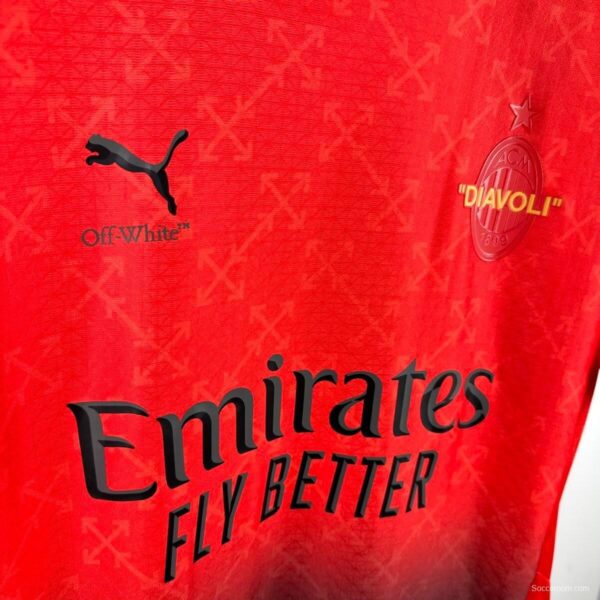 Player Version 25/26 AC Milan x OFFWHITE Red Special Jersey - Image 10