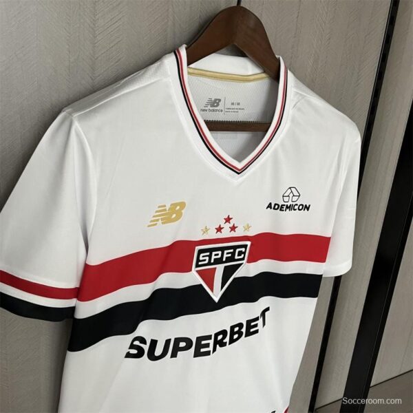25/26 São Paulo Home Jersey With Chest Sponsor - Image 5