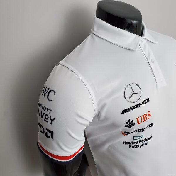 F1 Formula One 2022 Racing Suit Mercedes Polo White - Image 5