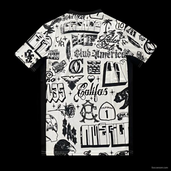 25/26 Club America 2025 Pre-Match Off-White Street-Style Graphics Jersey - Image 2