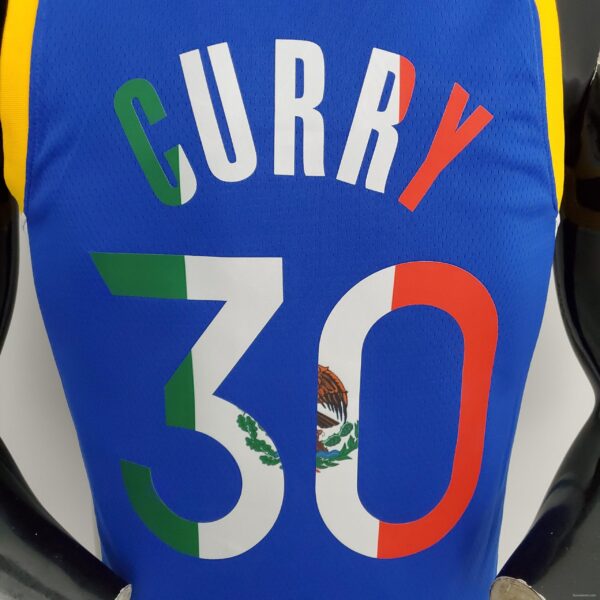 Retro 75th Anniversary Golden State Warriors CURRY#30 Mexico Blue NBA Jersey - Image 9