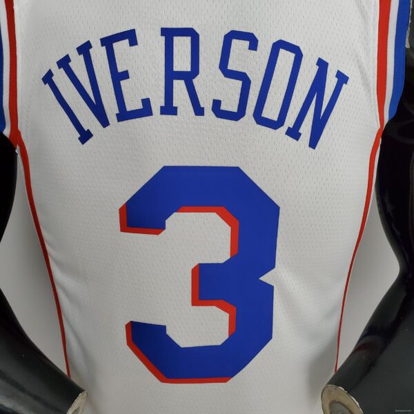 75th Anniversary Philadelphia 76ers IVERSON#3 White NBA Jersey - Image 9