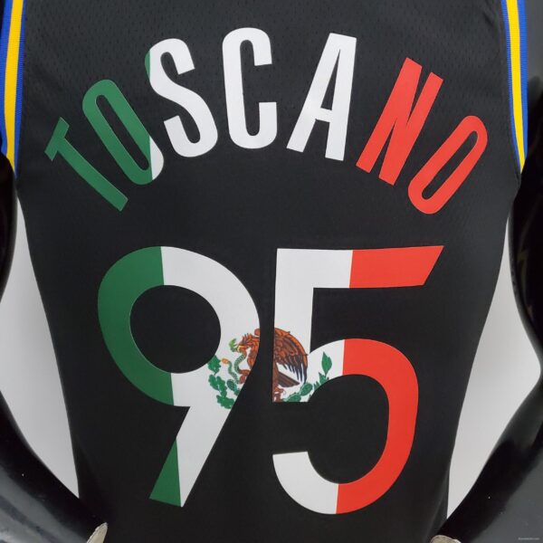 2022 75th Anniversary Golden State Warriors TOSCANO#95 Mexico Edition Black NBA Jersey - Image 3