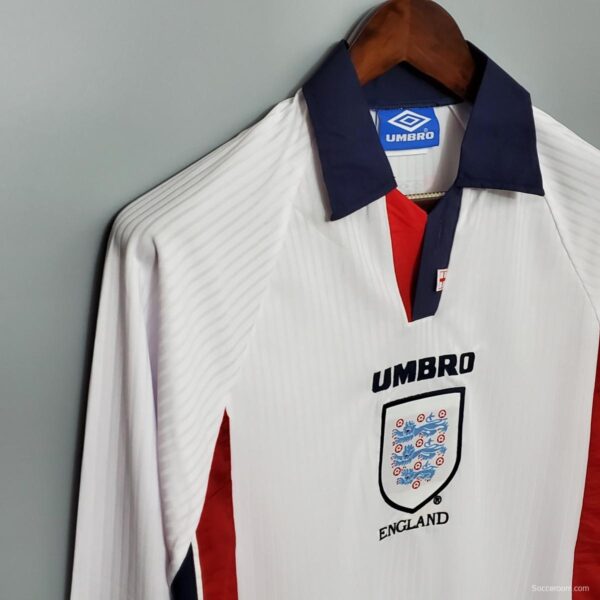 Retro Long Sleeve 1998 England home Soccer Jersey - Image 5