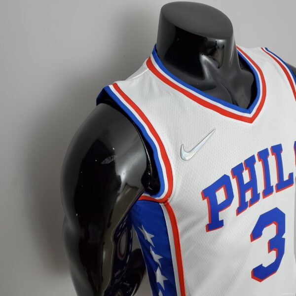 75th Anniversary Philadelphia 76ers IVERSON#3 White NBA Jersey - Image 4