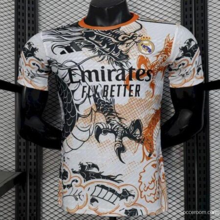 2025/26 Player Version Real Madrid Black And White Dragon Version Jersey