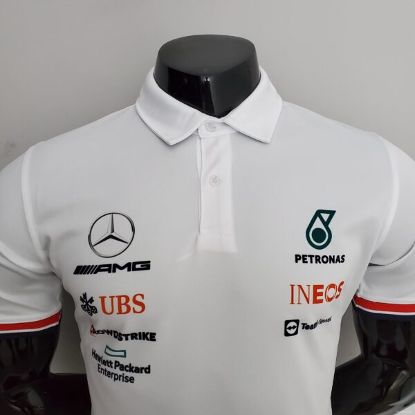 F1 Formula One 2022 Racing Suit Mercedes Polo White - Image 8