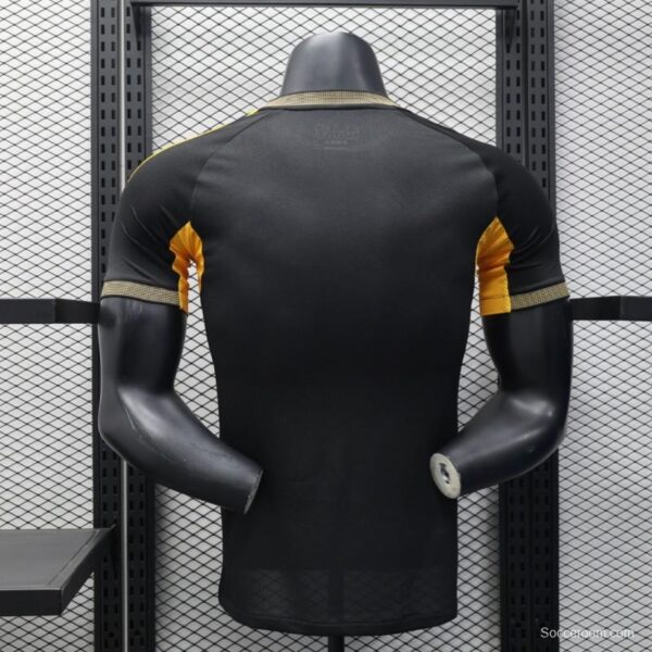 Player Version 25/26 Real Madrid Black with Gold Accents and Emirates Sponsor Jersey - Image 4