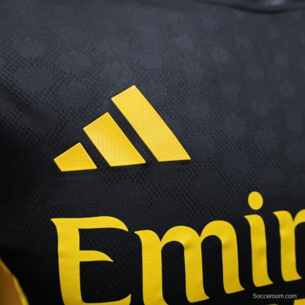Player Version 25/26 Real Madrid Black with Gold Accents and Emirates Sponsor Jersey - Image 8