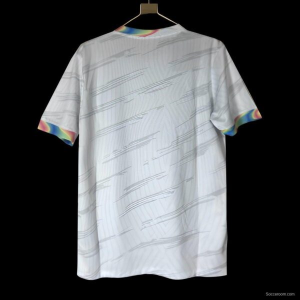 25/26 Barcelona White Nike Football Jersey with Spotify Sponsorship and Rainbow Accents - Image 2