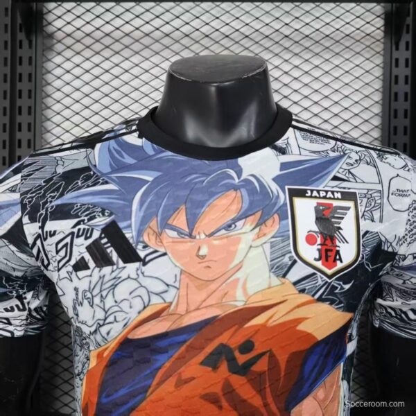 Player Version 2025 Japan White with Dragon Ball Goku Graphic Jersey - Image 3