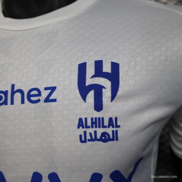 Player Version 25/26 Al-Hilal Away White with Blue Details and SAVVY Games Group Sponsor Jersey - Image 2