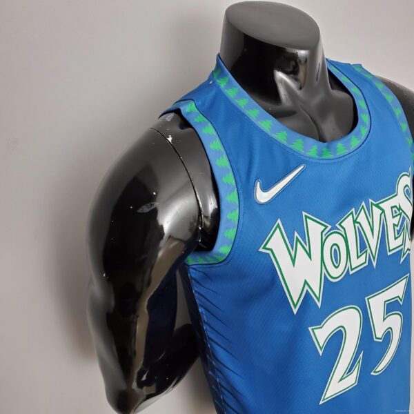 75th Anniversary 2202 Season ROSE#25 Minnesota Timberwolves City Edition Blue NBA Jersey - Image 5