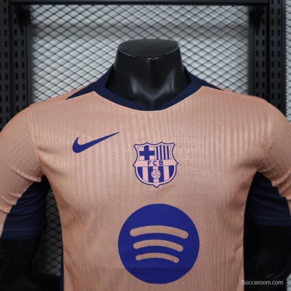 Player Version 25/26 FC Barcelona Pink 125Th Anniversary Jersey with Spotify Sponsor and Navy Blue Accents - Image 3