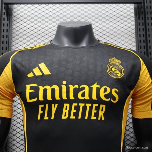 Player Version 25/26 Real Madrid Black with Gold Accents and Emirates Sponsor Jersey - Image 6