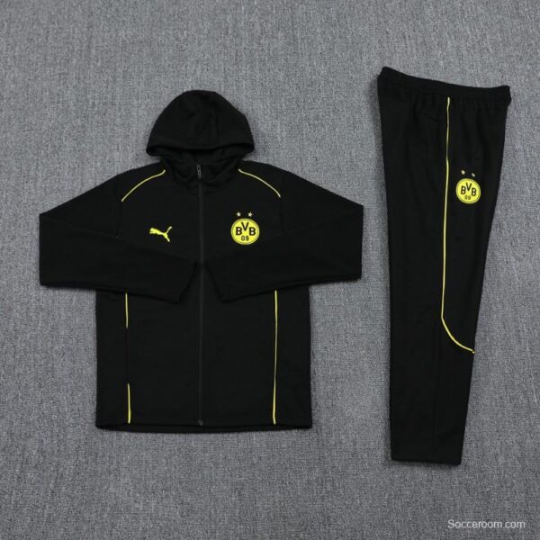 24/25 Borussia Dortmund Black Hoodie Full Zipper Jacket +Long Pants - Image 12