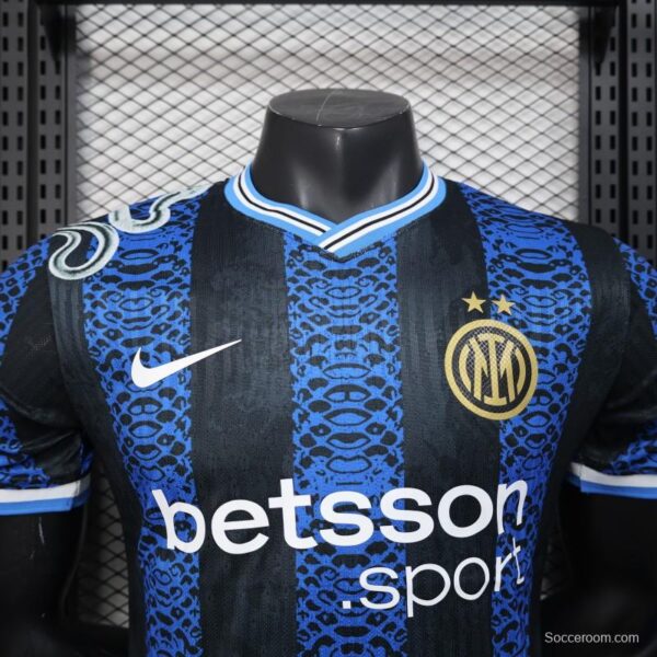Player Version 25/26 Inter Milan Black and Blue Jersey with Snake Design - Image 2