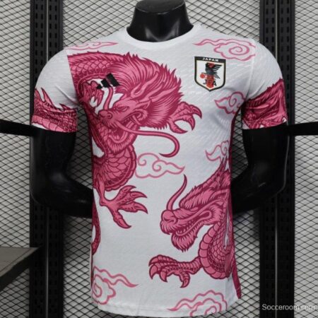 Player Version 2025 Japan National Team White with Pink Dragon Design Jersey