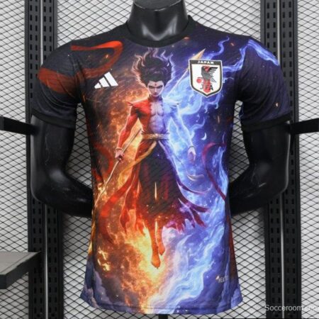 Player Version 2025 Japan NA ZHA Black with Fire & Ice Warrior Jersey